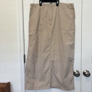 Vintage Ralph Lauren Maxi Skirt Women 12W Tan Western Long Pencil Western Slit‎
